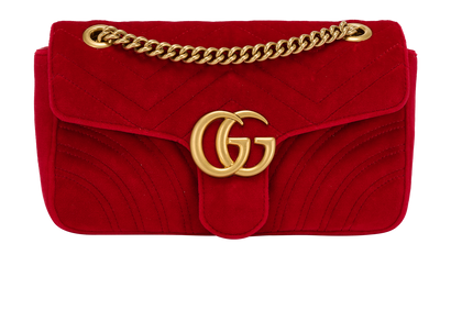 Medium GG Marmont, &pound;750, Handbags, Red, Velvet, Front view